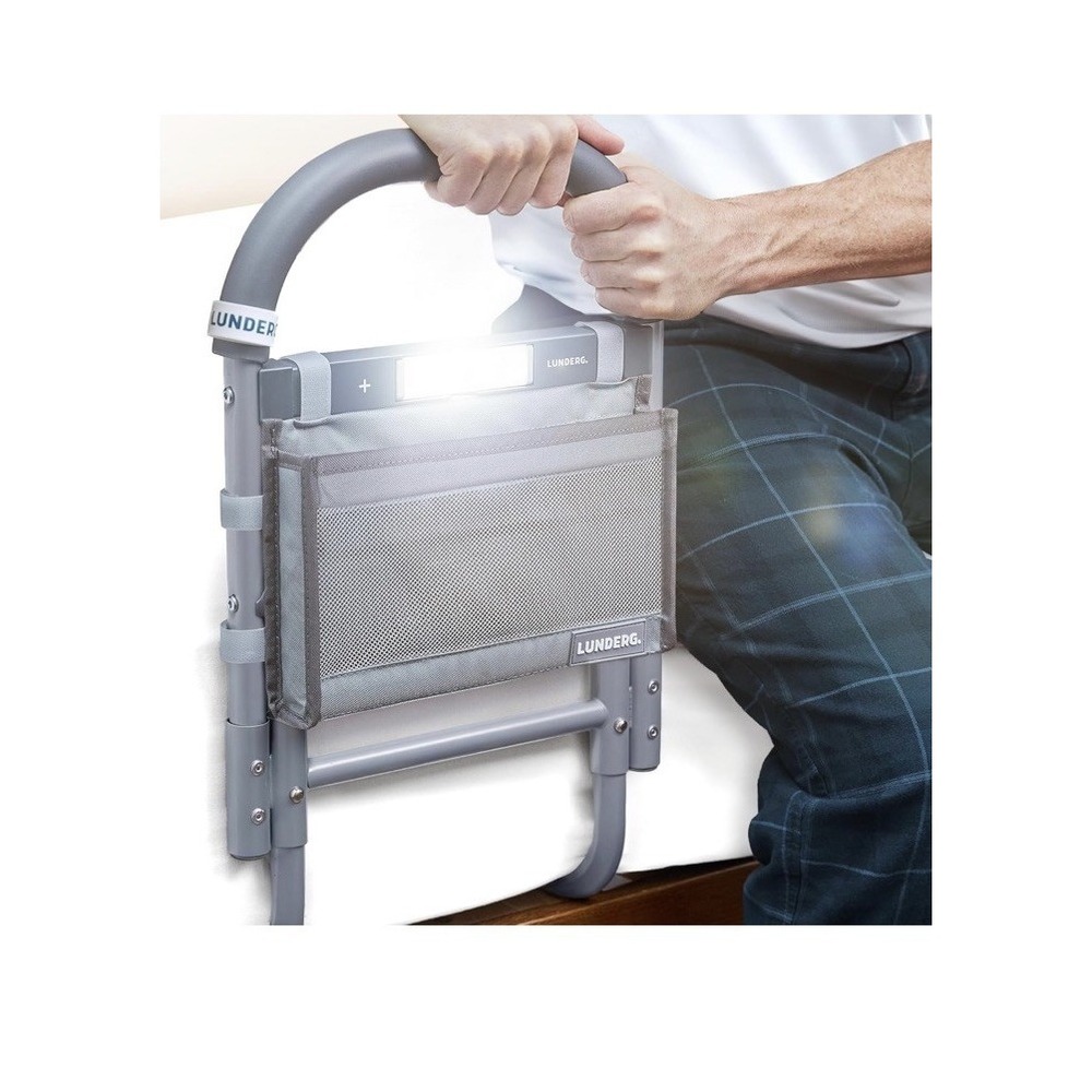 Lunderg Bed Assist Rail for Adults -‎ Motion Light, Non-Slip Grab Bar, Pocket